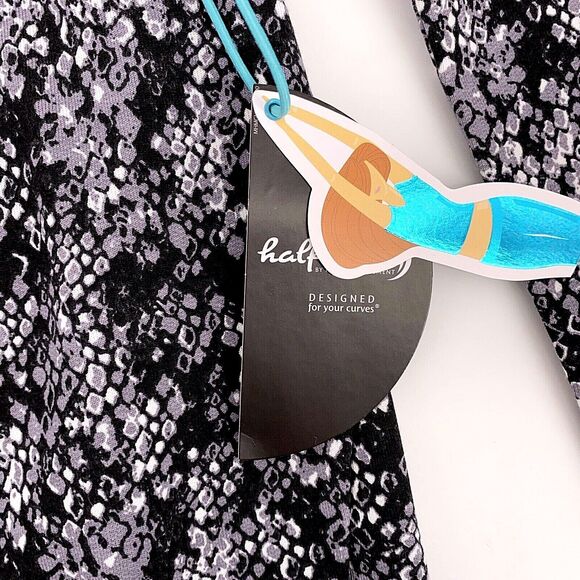 Half Moon Modern Movement Black Gray Abstract Snakeskin Print Top Small - Picture 5 of 5